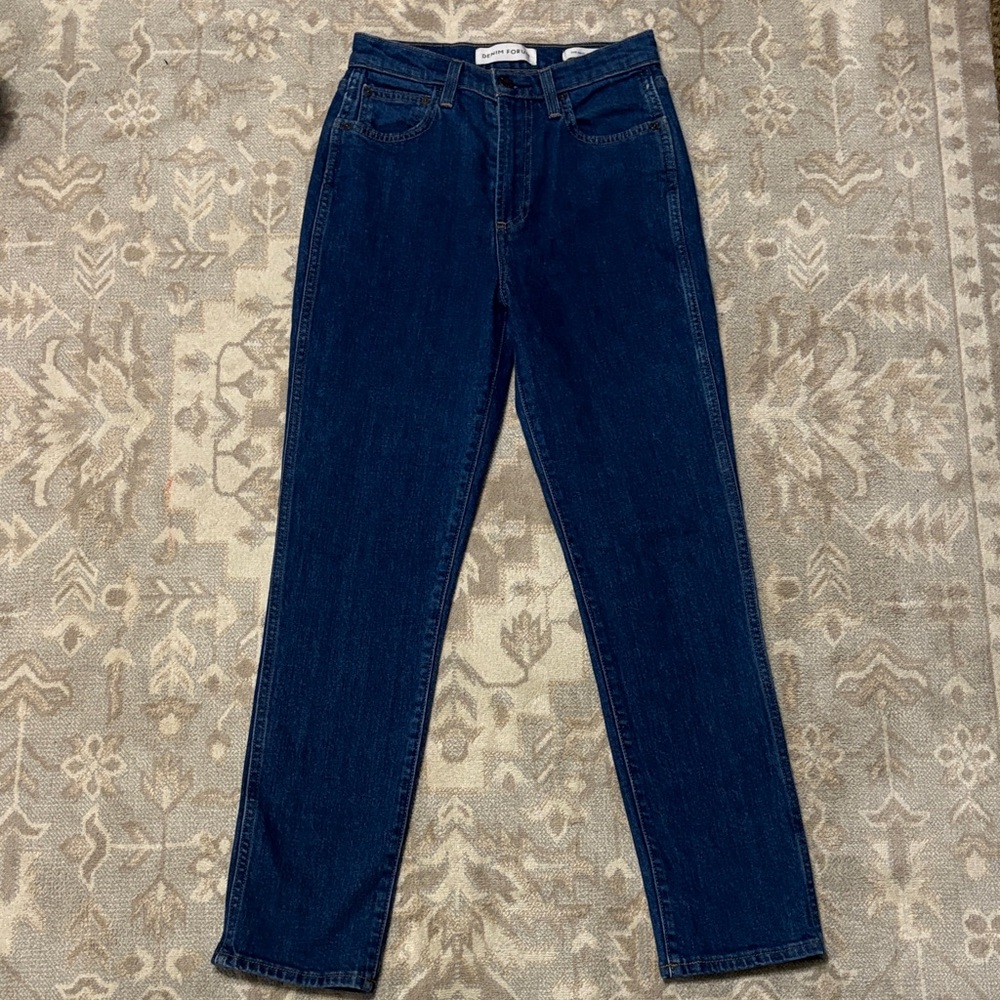 Denim Forum High Rise Dark Blue Jeans anjelica high rise slim